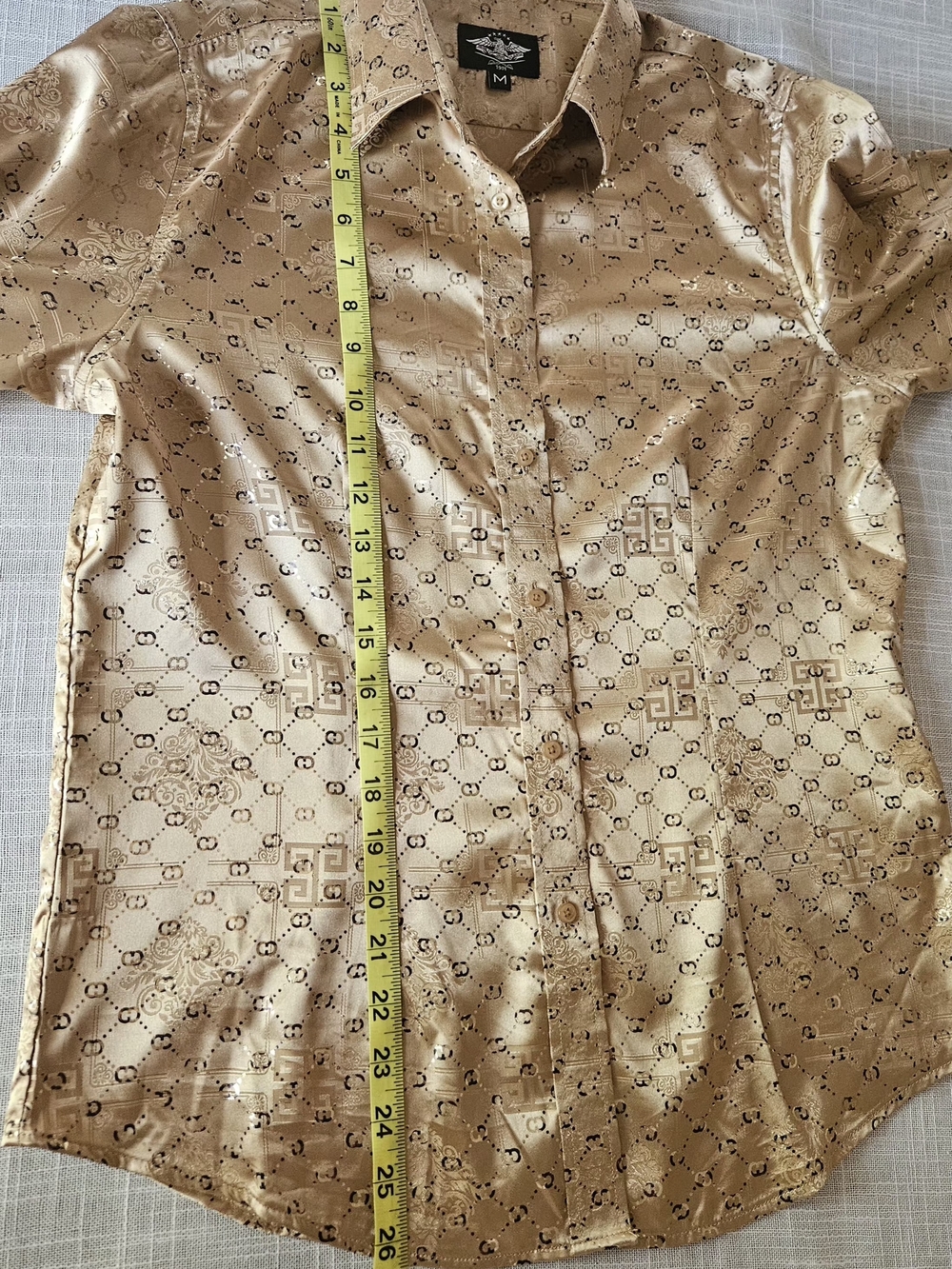 Valur 1901 Gold Metallic Patterned Button Down Shirt Medium - Picture 6 of 11
